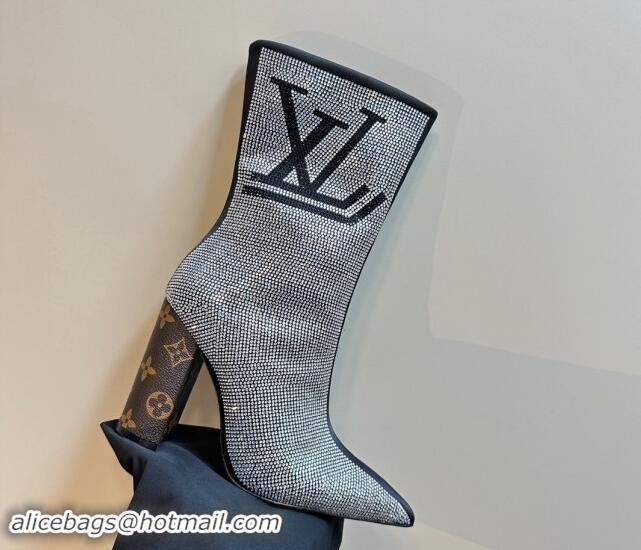 Good Looking Louis Vuitton Strass Heel Ankle Boots Black 1015032