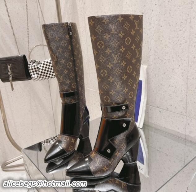 Buy Luxury Louis Vuitton Signature Monogram Canvas High Boots 8.5cm with Patch 1015041