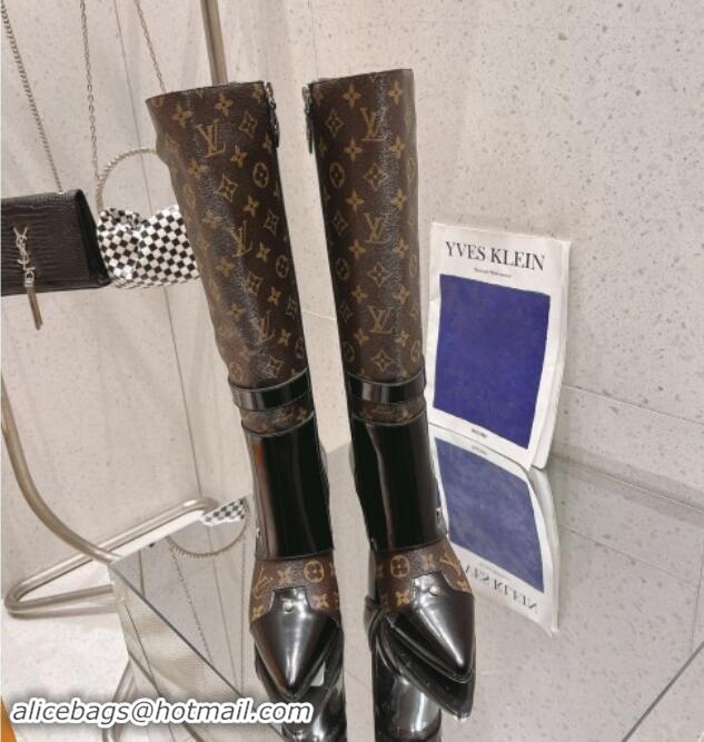 Buy Luxury Louis Vuitton Signature Monogram Canvas High Boots 8.5cm with Patch 1015041