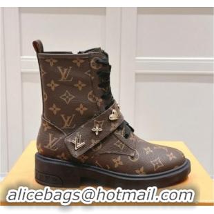 Best Grade Louis Vuitton Citizen Flat Ranger Ankle Boots with Logo Strap in Monogram Canvas 1015044