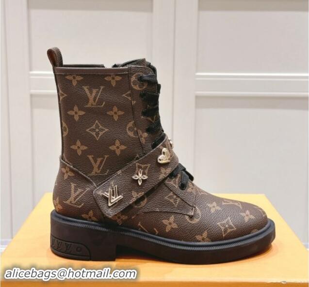 Best Grade Louis Vuitton Citizen Flat Ranger Ankle Boots with Logo Strap in Monogram Canvas 1015044