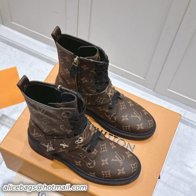 Best Grade Louis Vuitton Citizen Flat Ranger Ankle Boots with Logo Strap in Monogram Canvas 1015044