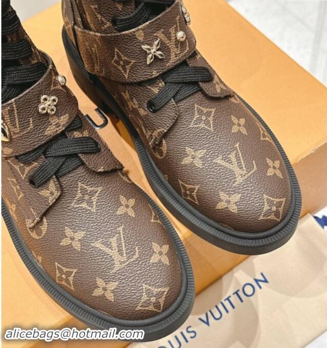 Best Grade Louis Vuitton Citizen Flat Ranger Ankle Boots with Logo Strap in Monogram Canvas 1015044