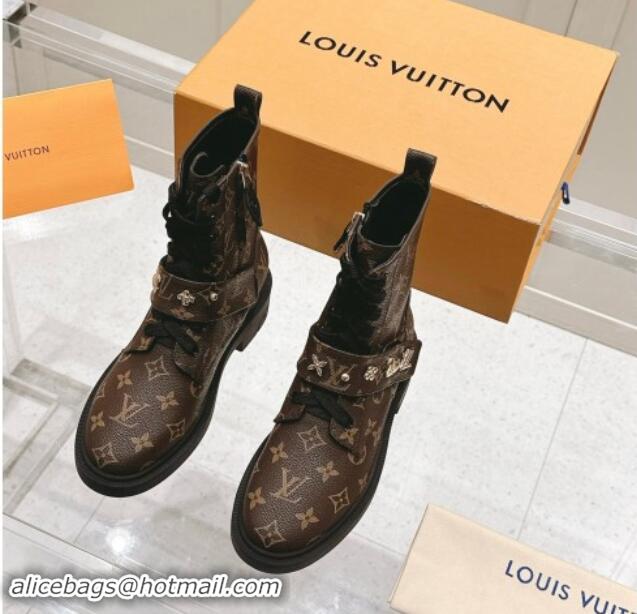 Best Grade Louis Vuitton Citizen Flat Ranger Ankle Boots with Logo Strap in Monogram Canvas 1015044