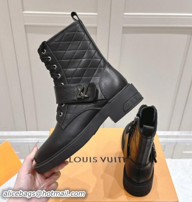 Shop Cheap Louis Vuitton Citizen Flat Ranger Ankle Boots with LV Strap in Black Calf Leather 1015046