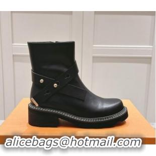 Good Looking Louis Vuitton LV Beaubourg Ankle Boots with Buckle in Black Calf Leather 1015048