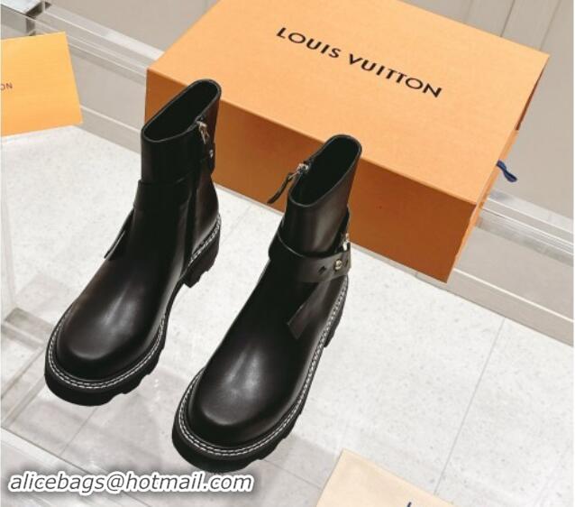 Good Looking Louis Vuitton LV Beaubourg Ankle Boots with Buckle in Black Calf Leather 1015048