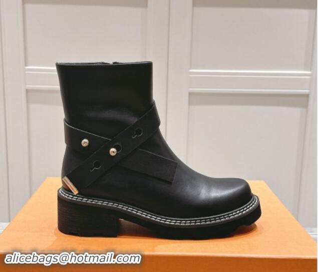 Good Looking Louis Vuitton LV Beaubourg Ankle Boots with Buckle in Black Calf Leather 1015048