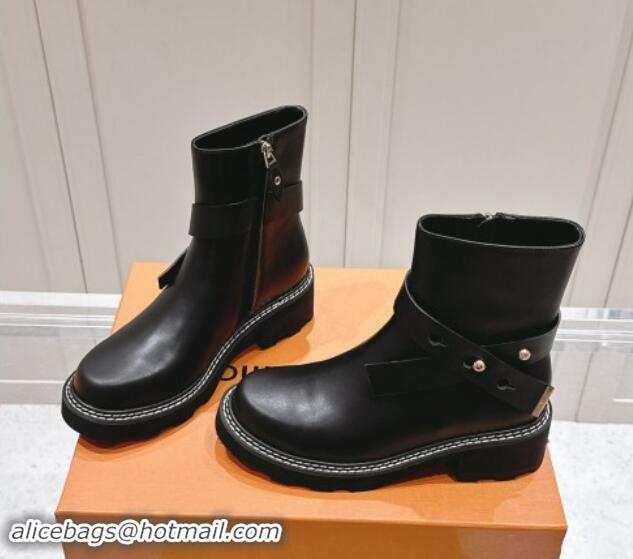 Good Looking Louis Vuitton LV Beaubourg Ankle Boots with Buckle in Black Calf Leather 1015048