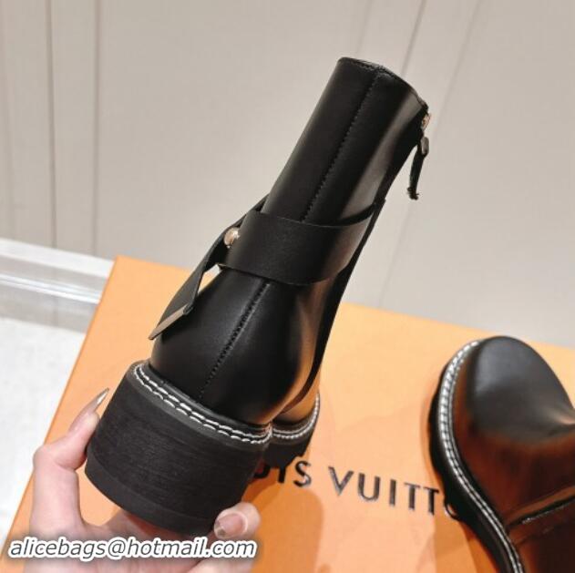 Good Looking Louis Vuitton LV Beaubourg Ankle Boots with Buckle in Black Calf Leather 1015048