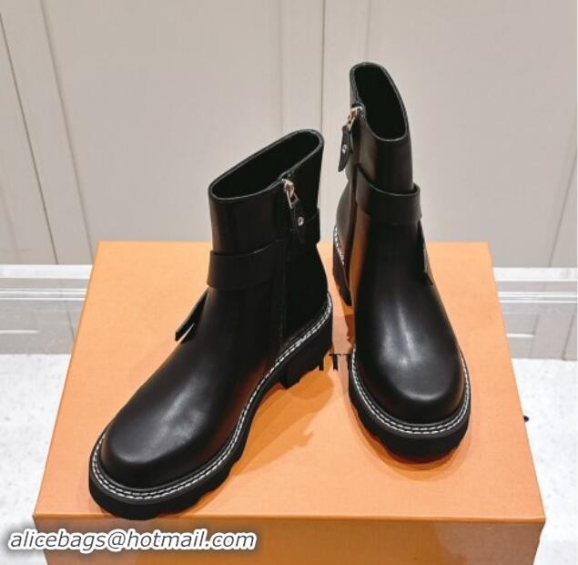 Good Looking Louis Vuitton LV Beaubourg Ankle Boots with Buckle in Black Calf Leather 1015048