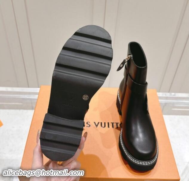 Good Looking Louis Vuitton LV Beaubourg Ankle Boots with Buckle in Black Calf Leather 1015048