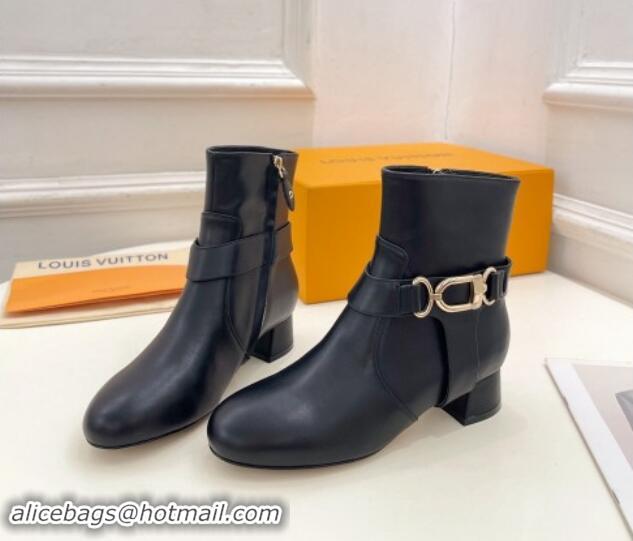 Low Cost Louis Vuitton Westside Ankle Boots 3.5cm with Hook in Black Calf Leather 1015051