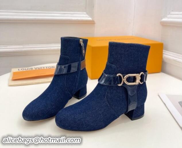 Purchase Louis Vuitton Westside Ankle Boots 3.5cm with Hook in Blue Denim 1015053