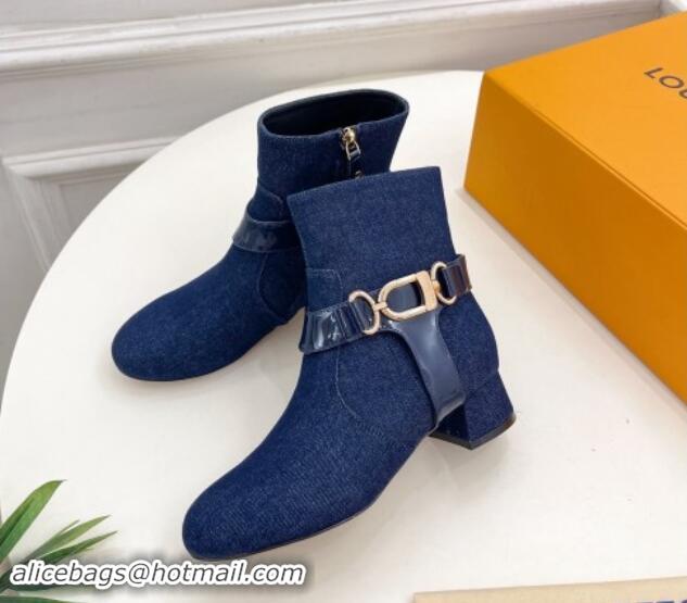 Purchase Louis Vuitton Westside Ankle Boots 3.5cm with Hook in Blue Denim 1015053