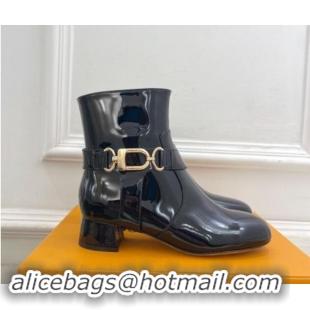 Top Grade Louis Vuitton Westside Ankle Boots 3.5cm with Hook in Black Patent Leather 1015054