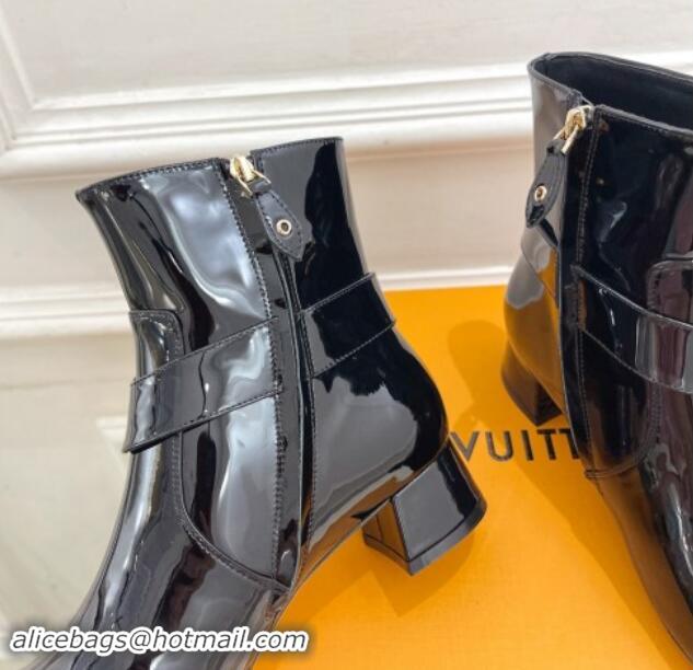 Top Grade Louis Vuitton Westside Ankle Boots 3.5cm with Hook in Black Patent Leather 1015054