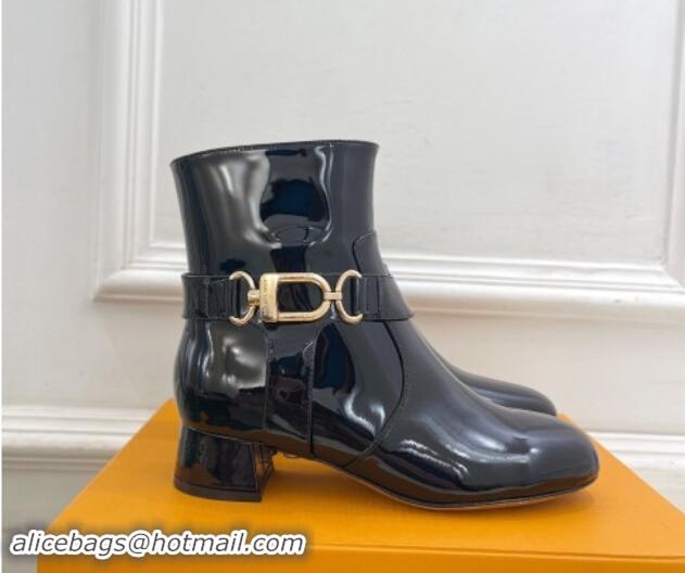 Top Grade Louis Vuitton Westside Ankle Boots 3.5cm with Hook in Black Patent Leather 1015054