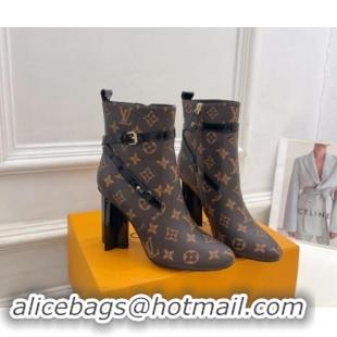 Low Price Louis Vuitton Silhouette Ankle Boots 10cm with Buckle Strap in Monogram Canvas 1015059