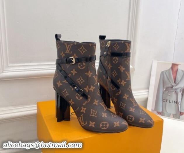 Low Price Louis Vuitton Silhouette Ankle Boots 10cm with Buckle Strap in Monogram Canvas 1015059