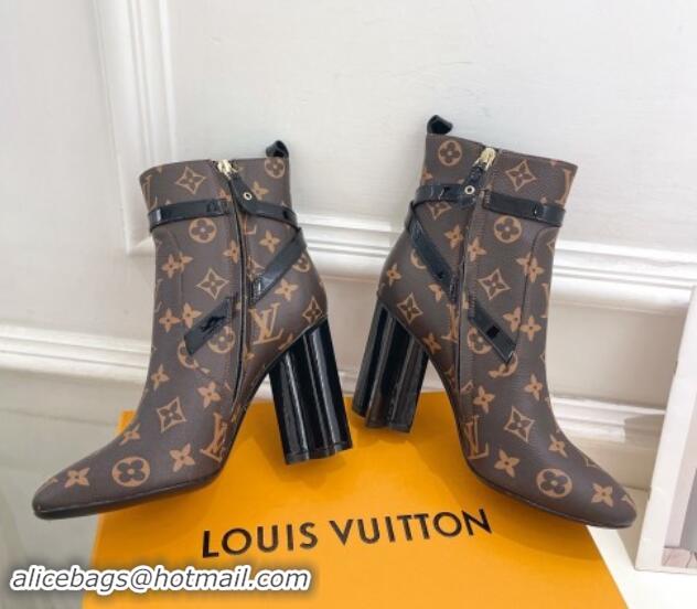 Low Price Louis Vuitton Silhouette Ankle Boots 10cm with Buckle Strap in Monogram Canvas 1015059