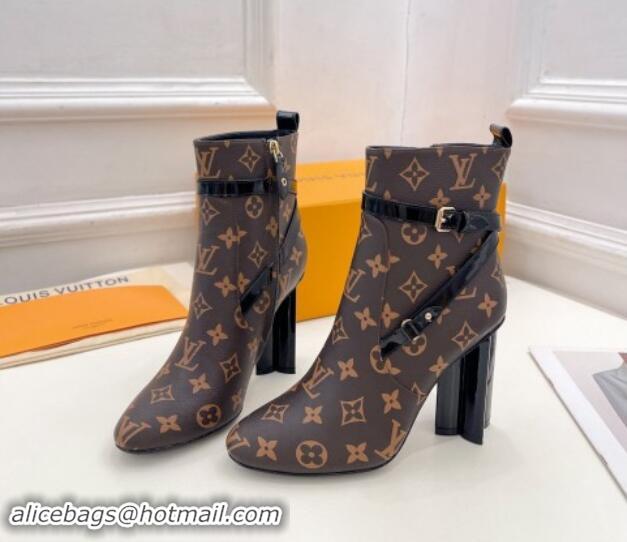 Low Price Louis Vuitton Silhouette Ankle Boots 10cm with Buckle Strap in Monogram Canvas 1015059