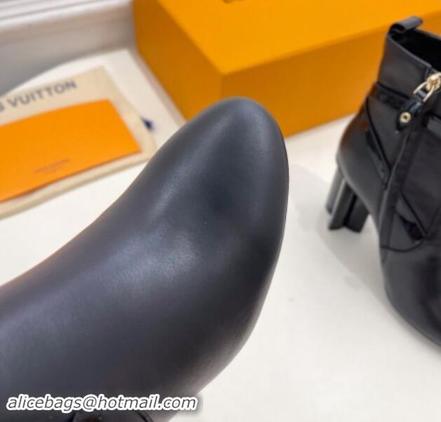 Buy Discount Louis Vuitton Silhouette Ankle Boots 10cm with Buckle Strap in Black Calf Leather 1015060