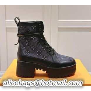 Best Price Louis Vuitton Laureate Platform Desert Ankle Boots 7cm in Blue Monogram Denim 1015065