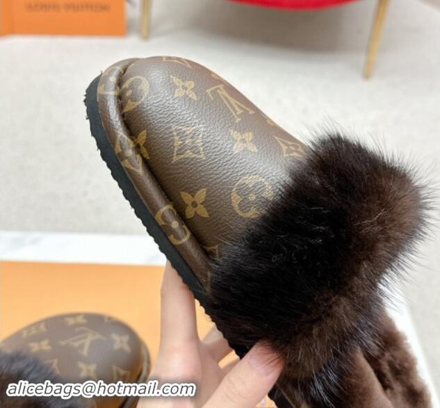 Top Grade Louis Vuitton LV Cosy Flat Comfort Mules in Monogram Canvas and Wool 1114061