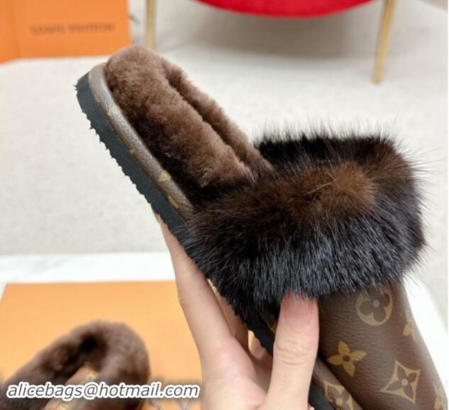 Top Grade Louis Vuitton LV Cosy Flat Comfort Mules in Monogram Canvas and Wool 1114061