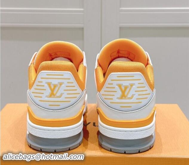 Good Quality Louis Vuitton LV Trainer Sneakers in Grained Leather Yellow 114064