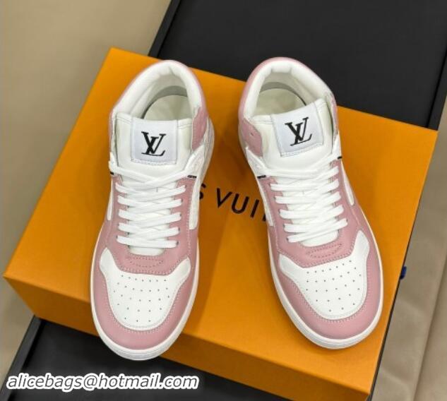 Good Looking Louis Vuitton LV Stadium Mid Top Sneakers in Monogram-Debossed Leather Pink 1114066