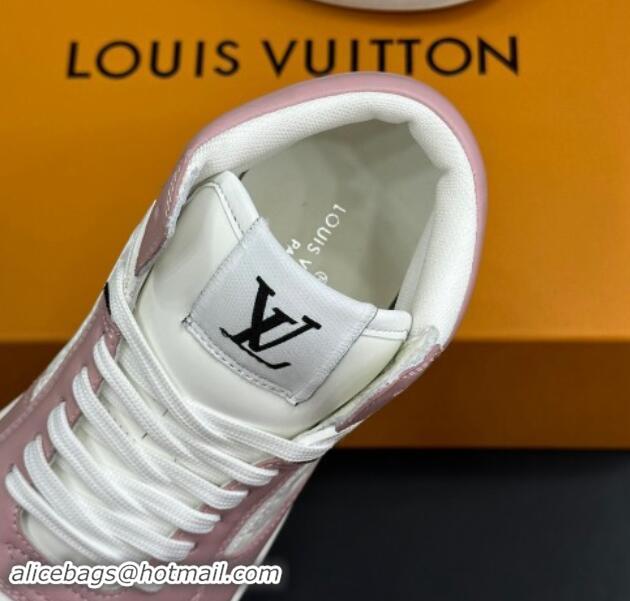 Good Looking Louis Vuitton LV Stadium Mid Top Sneakers in Monogram-Debossed Leather Pink 1114066