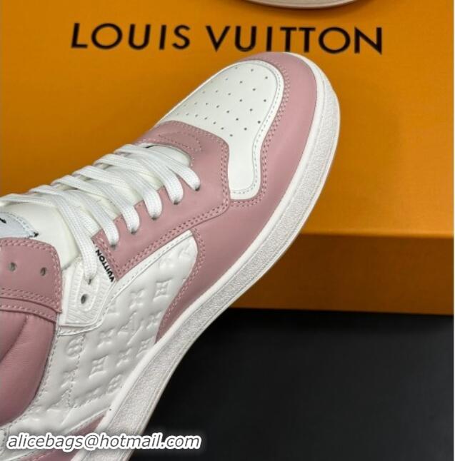 Good Looking Louis Vuitton LV Stadium Mid Top Sneakers in Monogram-Debossed Leather Pink 1114066