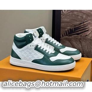 Popular Style Louis Vuitton LV Stadium Mid Top Sneakers in Monogram-Debossed Leather Green 114067