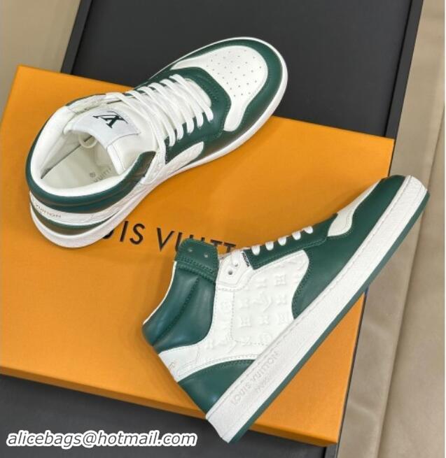 Popular Style Louis Vuitton LV Stadium Mid Top Sneakers in Monogram-Debossed Leather Green 114067