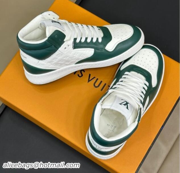 Popular Style Louis Vuitton LV Stadium Mid Top Sneakers in Monogram-Debossed Leather Green 114067