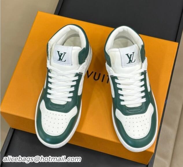 Popular Style Louis Vuitton LV Stadium Mid Top Sneakers in Monogram-Debossed Leather Green 114067