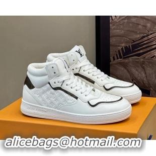 Top Design Louis Vuitton LV Stadium Mid Top Sneakers in Monogram-Debossed Leather White 1114068