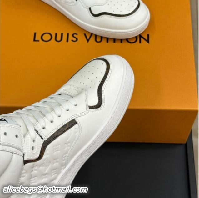 Top Design Louis Vuitton LV Stadium Mid Top Sneakers in Monogram-Debossed Leather White 1114068