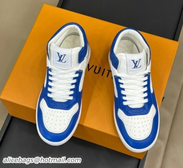 Sophisticated Louis Vuitton LV Stadium Mid Top Sneakers in Monogram-Debossed Leather Blue 1114069