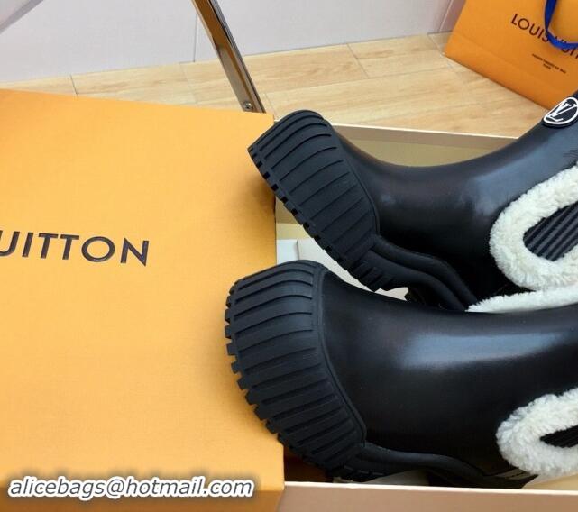 Good Product Louis Vuitton Ruby Flat Ankle Boots in Black Leather and Shearling Wool 1114081