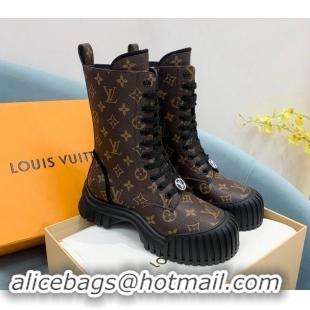 Best Price Louis Vuitton Ruby Flat Ranger Lace-up Boots in Monogram Canvas Brown 1114085