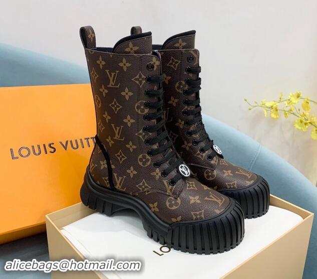 Best Price Louis Vuitton Ruby Flat Ranger Lace-up Boots in Monogram Canvas Brown 1114085