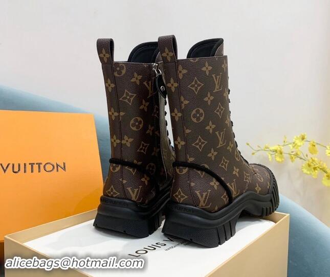 Best Price Louis Vuitton Ruby Flat Ranger Lace-up Boots in Monogram Canvas Brown 1114085