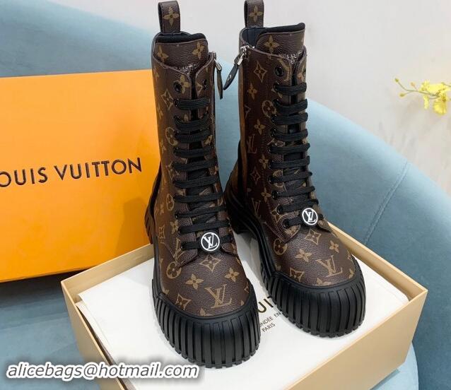 Best Price Louis Vuitton Ruby Flat Ranger Lace-up Boots in Monogram Canvas Brown 1114085