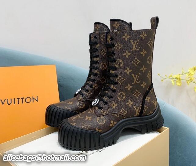 Best Price Louis Vuitton Ruby Flat Ranger Lace-up Boots in Monogram Canvas Brown 1114085