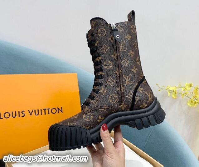 Best Price Louis Vuitton Ruby Flat Ranger Lace-up Boots in Monogram Canvas Brown 1114085