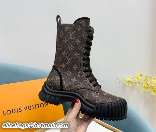 Best Price Louis Vuitton Ruby Flat Ranger Lace-up Boots in Monogram Canvas Brown 1114085