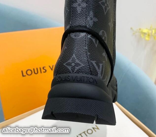 Pretty Style Louis Vuitton Ruby Flat Ranger Lace-up Boots in Monogram Canvas Black 114086